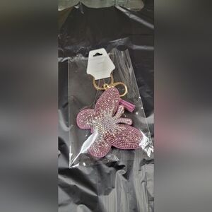 New In Package Pink Butterfly Keychain with Rhinestones